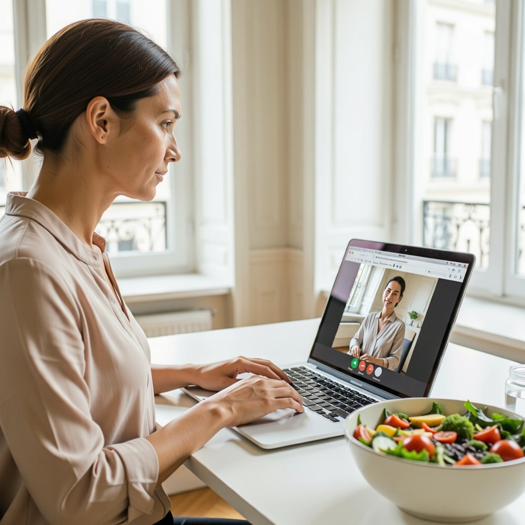 Moment de conseil nutritionnel en ligne